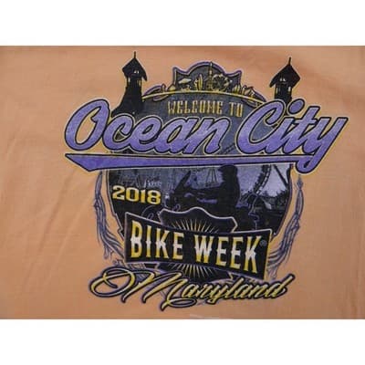 Ocean City Bike Week 2018 Orange Tank Top Women's Large Racerback Graphic Tee - Thumbnail 5