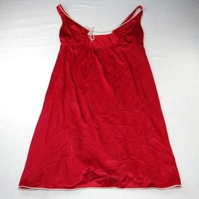 Vintage 2 pc Red Satin Nightgown Slip Loungewear Size 34 S Made in USA - Thumbnail 3