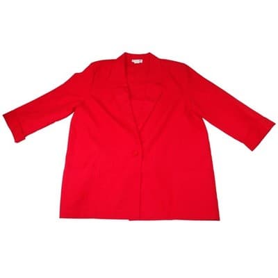 ALICE STUART Red Textured Blazer Jacket Button Front Women's Large