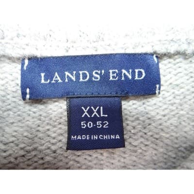 Lands End Mens Gray Mock Neck Button Quarter Zip Sweater XXL 50-52 - Thumbnail 2