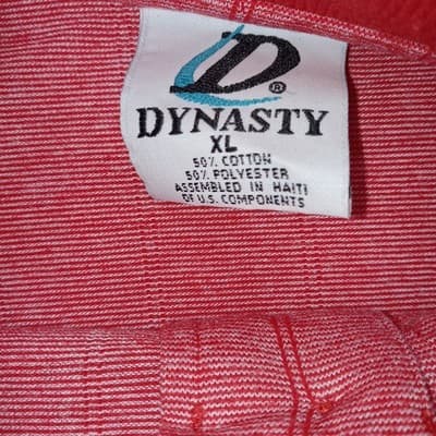 Dynasty Mens Tampa Bay Buccaneers Polo Shirt XL Red Striped Embroidered Logo - Thumbnail 3