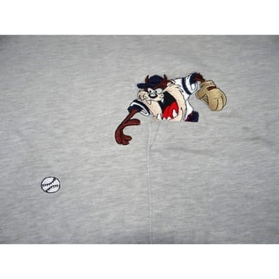 Vintage Embroidered Looney Tunes Bugs Bunny Taz Baseball Unique T Shirt Size L - Thumbnail 5