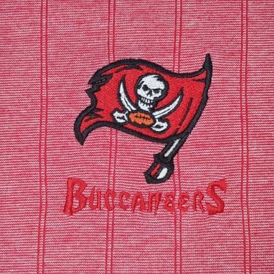 Dynasty Mens Tampa Bay Buccaneers Polo Shirt XL Red Striped Embroidered Logo - Thumbnail 2