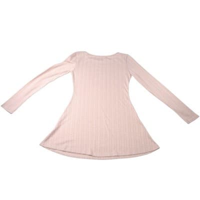 Womens Long Sleeve Textured Knit Mini Dress Cream S - Thumbnail 3
