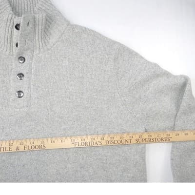 Lands End Mens Gray Mock Neck Button Quarter Zip Sweater XXL 50-52 - Thumbnail 4
