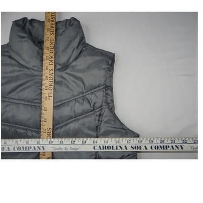 Merona Womens Gray Puffer Vest Quilted Stand Collar Full Zip Size S - Thumbnail 6