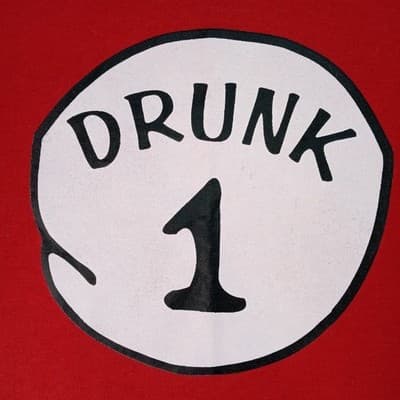 Dr Seuss Drunk 1 Red Graphic T Shirt Mens XL Heavyweight Blend - Thumbnail 3
