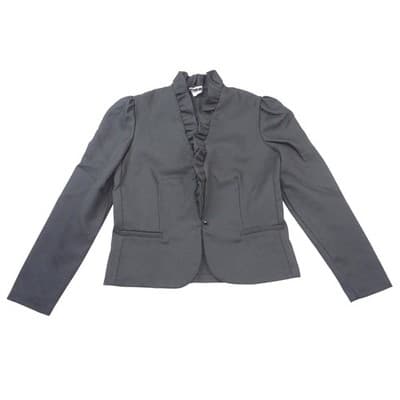 Star Shine Vintage Black Ruffle Collar Puff Shoulder Blazer Jacket Size 10
