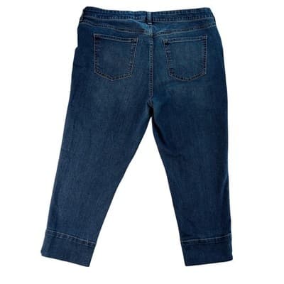 Gap Straight Crop Jeans Medi Wash Denim Cuffed Pants Women's Size 16 33 - Thumbnail 5