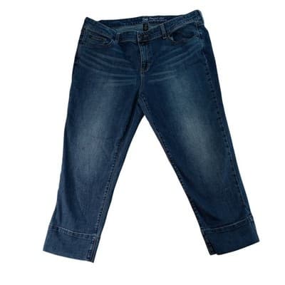 Gap Straight Crop Jeans Medi Wash Denim Cuffed Pants Women's Size 16 33
