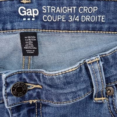 Gap Straight Crop Jeans Medi Wash Denim Cuffed Pants Women's Size 16 33 - Thumbnail 2