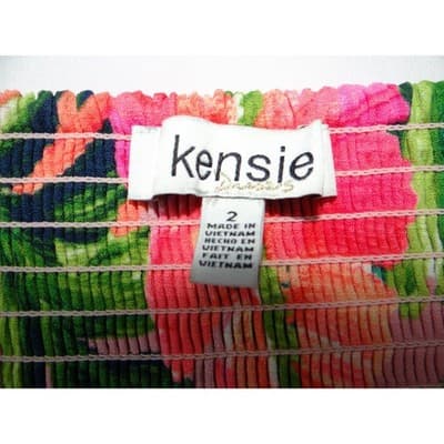 Kensie Womens Pink Tropical Floral Hibiscus Smocked Midi Dress Size 2 - Thumbnail 2
