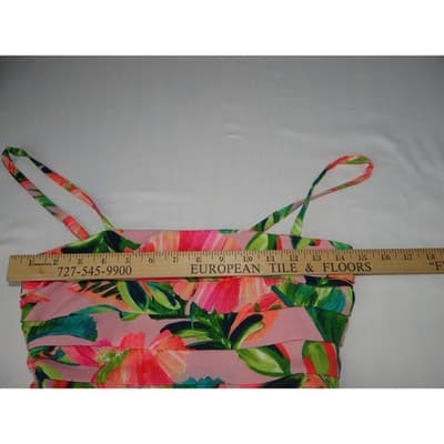 Kensie Womens Pink Tropical Floral Hibiscus Smocked Midi Dress Size 2 - Thumbnail 5