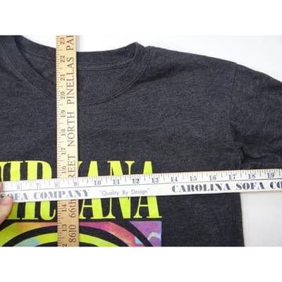 Nirvana Smiley Face Tie Dye Graphic T Shirt Charcoal Gray Women's Small - Thumbnail 5