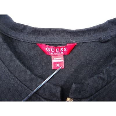 GUESS Black Textured Henly T Shirt Mens XL - Thumbnail 2