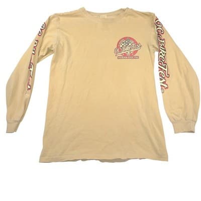 OC Bike Fest 2016 Ocean City MD Long Sleeve Graphic T-Shirt Mens Small Tan - Thumbnail 2