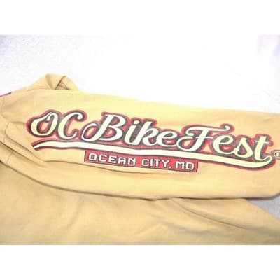 OC Bike Fest 2016 Ocean City MD Long Sleeve Graphic T-Shirt Mens Small Tan - Thumbnail 5