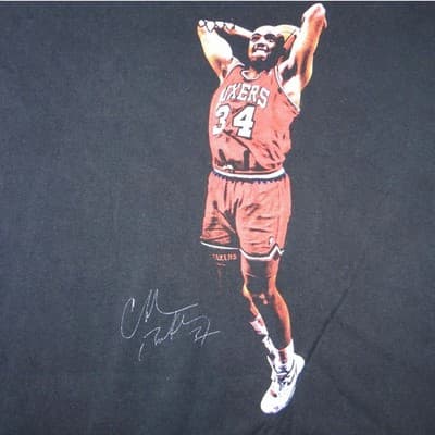 VTG Gildan Charles Barkley Philadelphia 76ers Graphic T-Shirt XL Black NBA Tee - Thumbnail 4