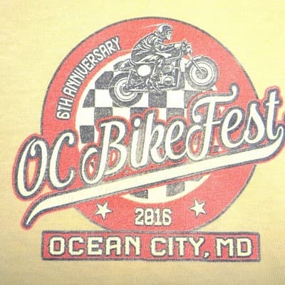 OC Bike Fest 2016 Ocean City MD Long Sleeve Graphic T-Shirt Mens Small Tan - Thumbnail 4