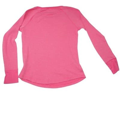 Faded Glory Pink Waffle Knit Long Sleeve Thermal Shirt Top Girls Size S 4-6 - Thumbnail 3