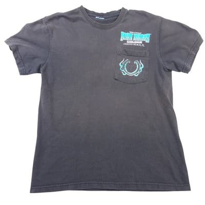 Iron Horse Saloon Ormond Beach FL Biker Pocket T-Shirt Mens Black Teal Graphic - Thumbnail 2