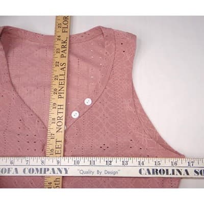 SHEIN Pink Eyelet V Neck Tank Top Women Size S - Thumbnail 4
