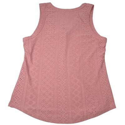 SHEIN Pink Eyelet V Neck Tank Top Women Size S - Thumbnail 3