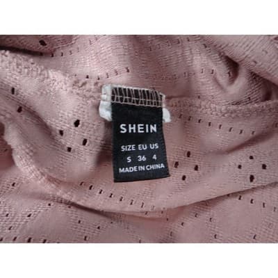 SHEIN Pink Eyelet V Neck Tank Top Women Size S - Thumbnail 2