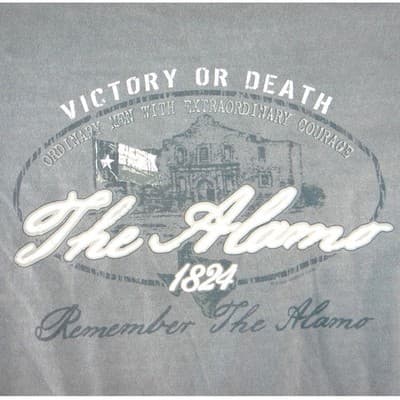 Authentic Pigments Mens The Alamo Victory or Death Graphic T-Shirt Green Large - Thumbnail 4