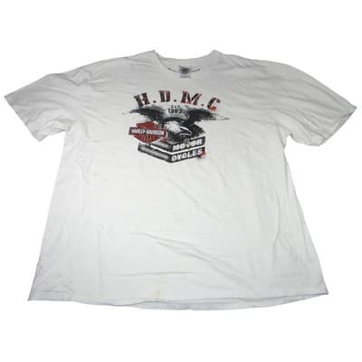 Harley-Davidson Mens White Pin-Up Lady HDMC Eagle Graphic T-Shirt 2015 Size 3XL - Thumbnail 2