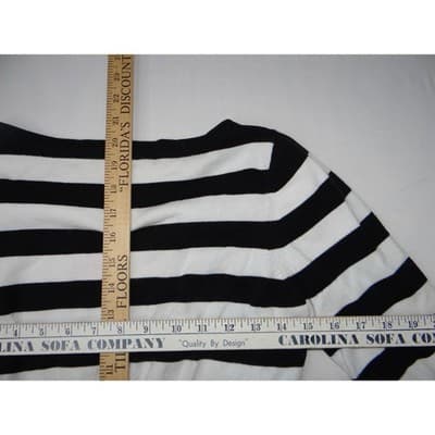 GEORGE ME Designs by Mark Eisen B&W Striped Long Sleeve Sweater Top Womens L - Thumbnail 6