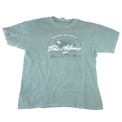 Authentic Pigments Mens The Alamo Victory or Death Graphic T-Shirt Green Large