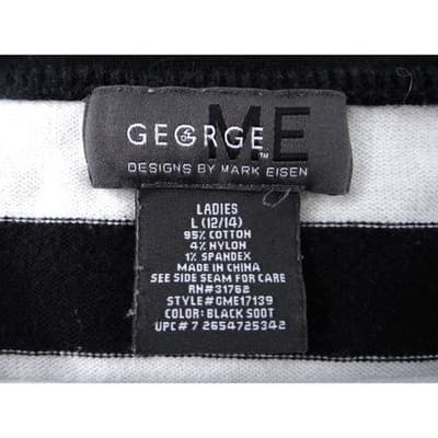 GEORGE ME Designs by Mark Eisen B&W Striped Long Sleeve Sweater Top Womens L - Thumbnail 2