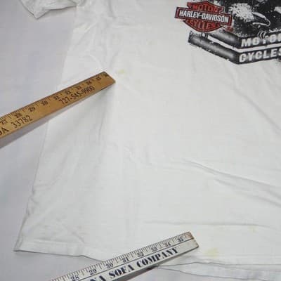 Harley-Davidson Mens White Pin-Up Lady HDMC Eagle Graphic T-Shirt 2015 Size 3XL - Thumbnail 7