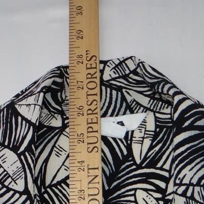 Vintage Alia Womens Sz 10 Black White Leaf Print Short Sleeve Button Blouse Top - Thumbnail 5