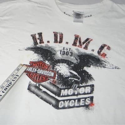 Harley-Davidson Mens White Pin-Up Lady HDMC Eagle Graphic T-Shirt 2015 Size 3XL - Thumbnail 12