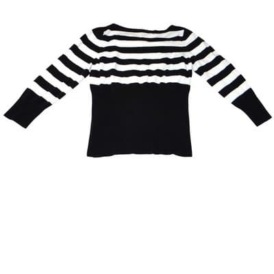 GEORGE ME Designs by Mark Eisen B&W Striped Long Sleeve Sweater Top Womens L
