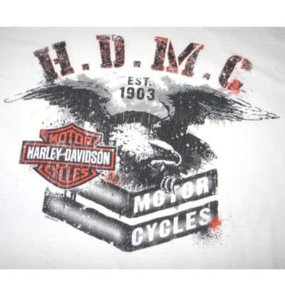 Harley-Davidson Mens White Pin-Up Lady HDMC Eagle Graphic T-Shirt 2015 Size 3XL - Thumbnail 5