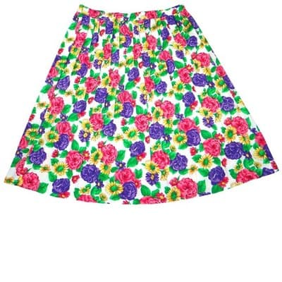 Vintage Pyke Limited 90s Floral Midi Skirt White Pink Purple Yellow Size 16 - Thumbnail 3