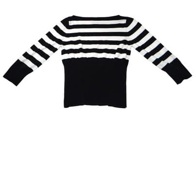 GEORGE ME Designs by Mark Eisen B&W Striped Long Sleeve Sweater Top Womens L - Thumbnail 3