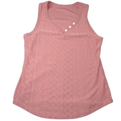 SHEIN Pink Eyelet V Neck Tank Top Women Size S