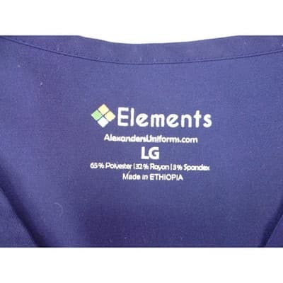 Elements Easy Stretch Navy Blue Scrub Set V-Neck Top Jogger Pants Med/Lg BU287 - Thumbnail 11