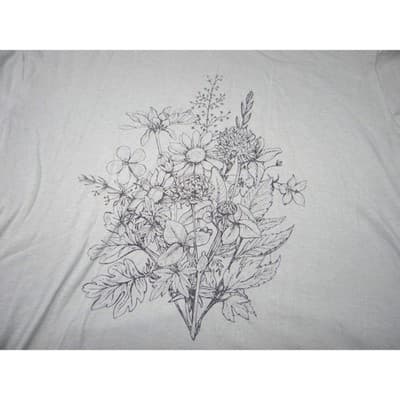 Doe Floral Bouquet Graphic T-Shirt Women's Size Small Sage Green Cotton - Thumbnail 4