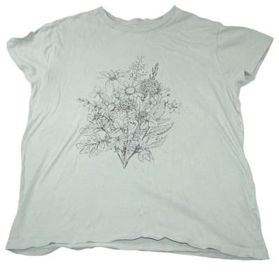 Doe Floral Bouquet Graphic T-Shirt Women's Size Small Sage Green Cotton