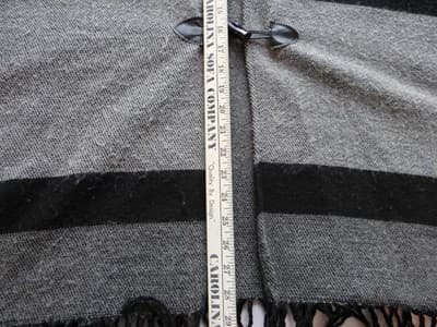 Black and Gray Women's Wool Wrap Shawl with Toggle Closure - Thumbnail 6