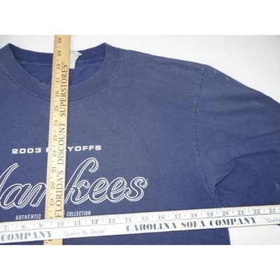 Majestic MLB 2003 Playoffs New York Yankees Baseball TShirt Mens Read Distressed - Thumbnail 9