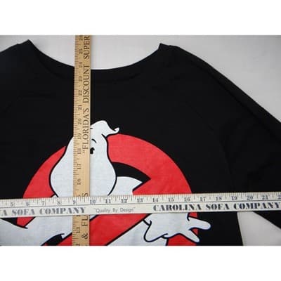 Ghostbusters Womens Black Long Sleeve Crewneck Sweatshirt L Large Ghost Logo - Thumbnail 5