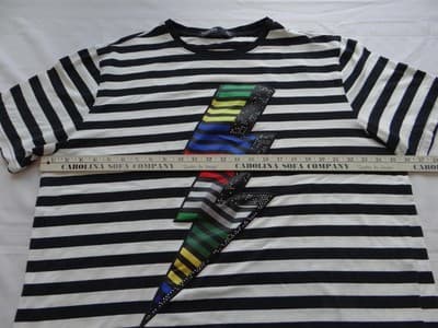 Hudson Outerwear Men's Black and White Striped T-Shirt with Lightning Bolt - Thumbnail 4