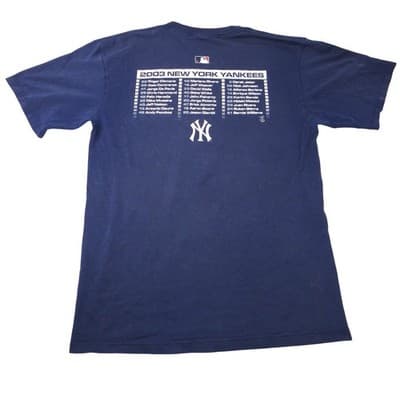 Majestic MLB 2003 Playoffs New York Yankees Baseball TShirt Mens Read Distressed - Thumbnail 3