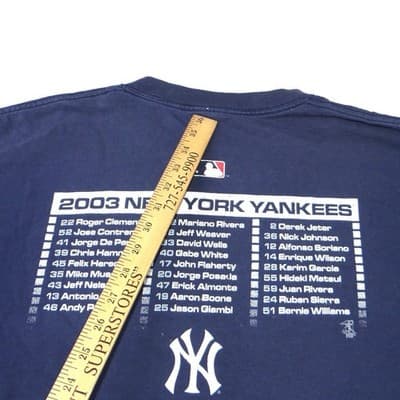 Majestic MLB 2003 Playoffs New York Yankees Baseball TShirt Mens Read Distressed - Thumbnail 22